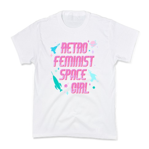Retro Feminist Space Girl Kids T-Shirt