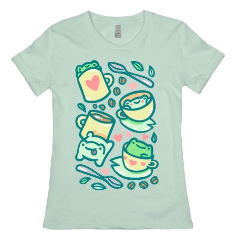 Coffee And Tea Frogs Womens T-Shirt
