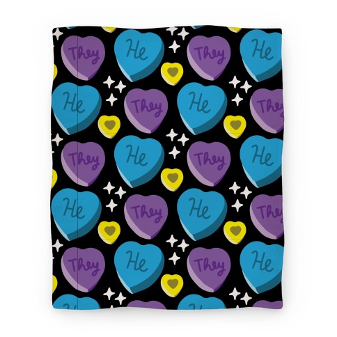 He/They Candy Hearts Pattern Blanket