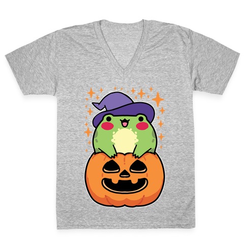 Cute Halloween Frog V-Neck Tee Shirt