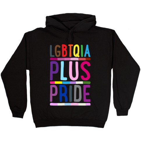 LGBTQIA Plus Pride White Print Hooded Sweatshirt