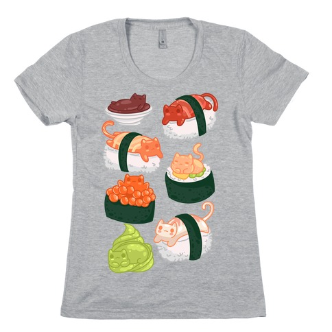 Sushi Cats Pattern Womens T-Shirt