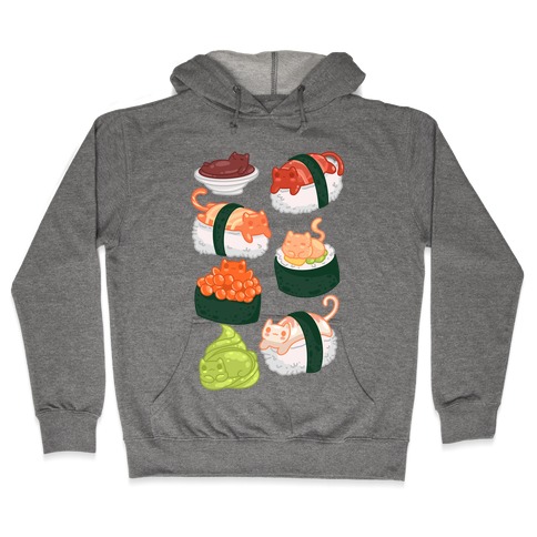 Sushi Cats Pattern Hooded Sweatshirt