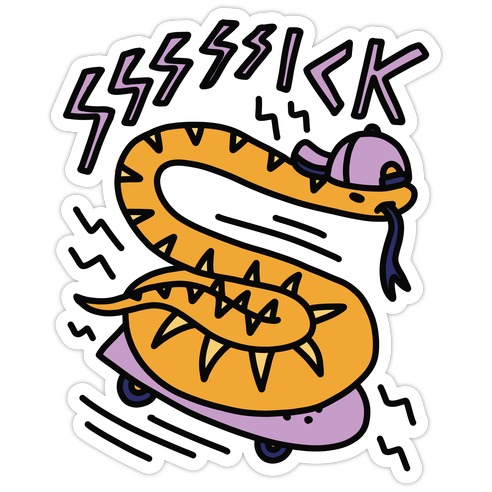 Sssssick Skating Snake Die Cut Sticker