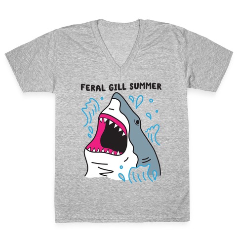 Feral Gill Summer Shark V-Neck Tee Shirt