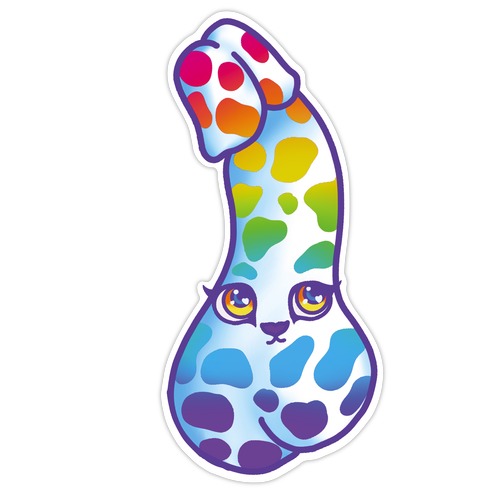 90s Neon Rainbow Penis Dalmatian Die Cut Sticker