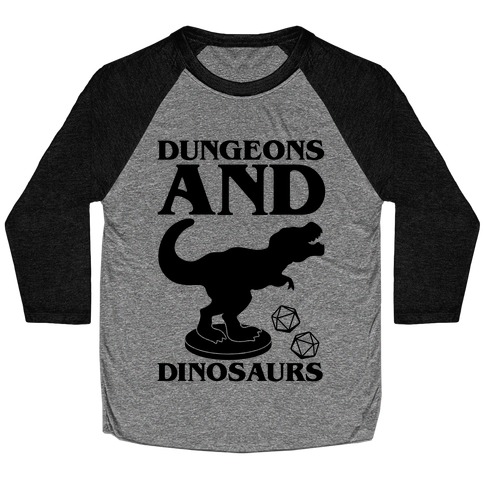 Dungeons and Dinosaurs Parody Baseball Tee