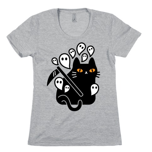 Nine Lives Reaper Cat Womens T-Shirt