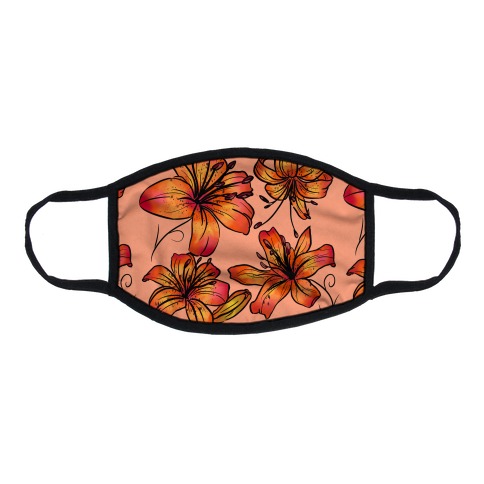 Peachy Tiger Lillies Pattern Flat Face Mask