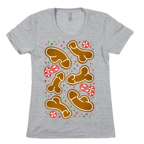 Gingerbread and Candy Cane Penises  Womens T-Shirt