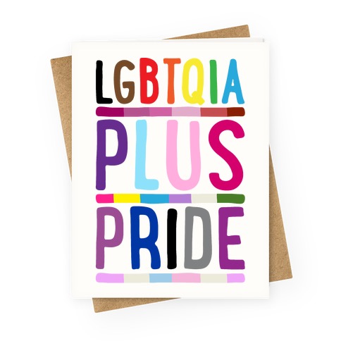 LGBTQIA Plus Pride White Print Greeting Card