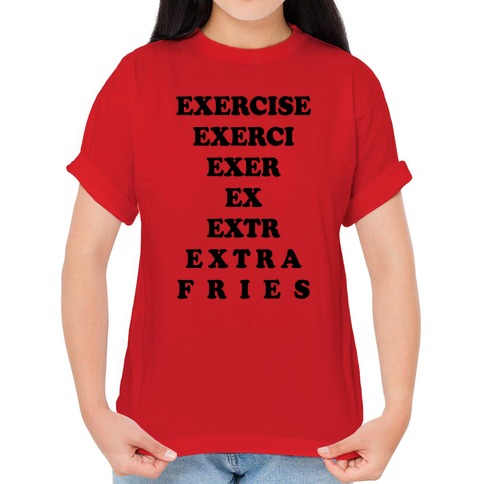 Womens Exercise I Thought You Said Extra Fries Workout Funny Gym V-Neck  T-Shirt