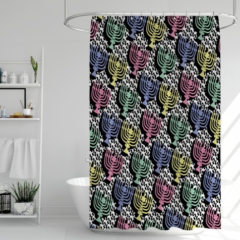 90's Menorah Pattern Shower Curtain