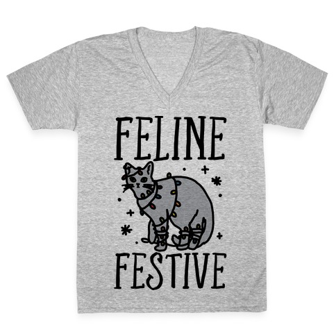 Feline Festive V-Neck Tee Shirt