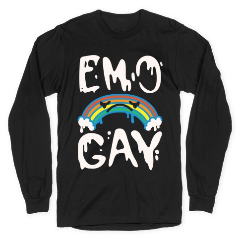 Emo Gay White Mens/Unisex Long Sleeve T-Shirt - Size Medium