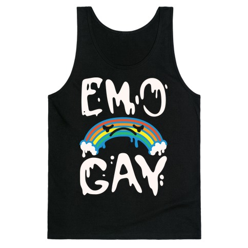 Emo Gay White Print Tank Top