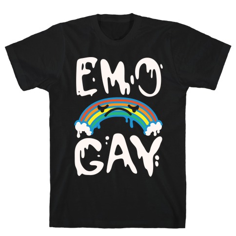 Emo Gay White Print T-Shirt
