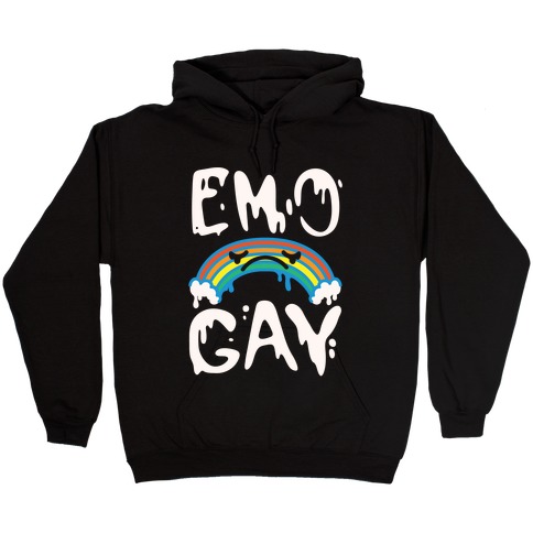 Emo Gay White Print Hooded Sweatshirt