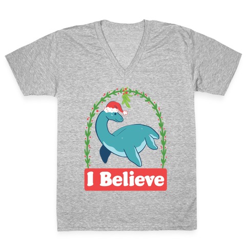 I Believe - Christmas Nessie  V-Neck Tee Shirt