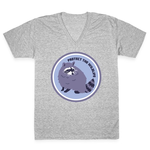 Protect the Wildlife (Raccoon) V-Neck Tee Shirt