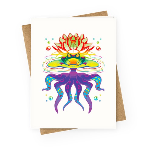 Psychedelic Lily Frog Greeting Card