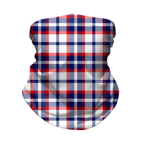 Red white and blue Plaid Neck Gaiter
