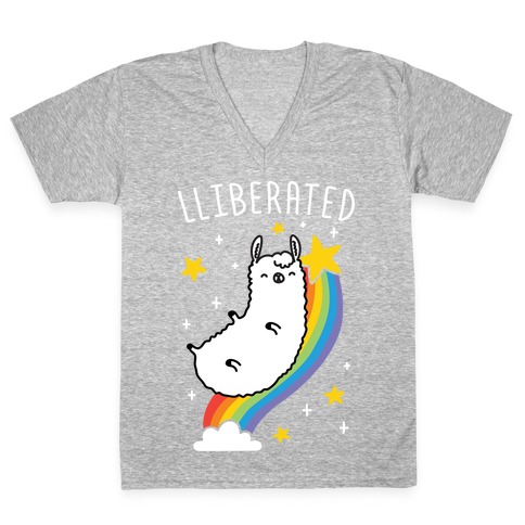 Liberated Llama V-Neck Tee Shirt