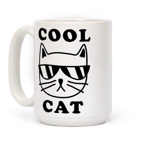Wampumtuk Meow Meow Cool Cat Face Glasses 11 Ounces Funny Coffee Mug 