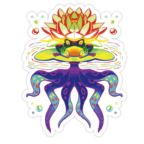 Psychedelic Lily Frog Die Cut Sticker