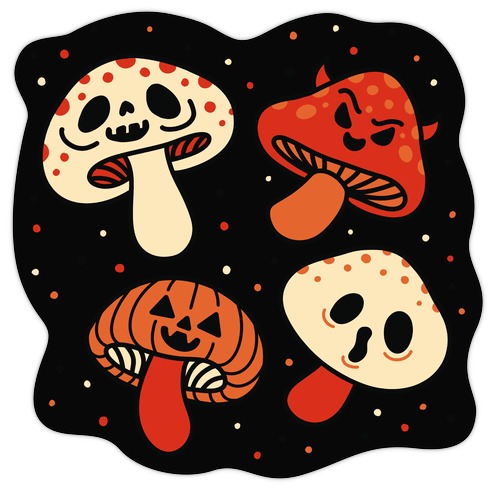 Spooky Mushrooms Die Cut Sticker
