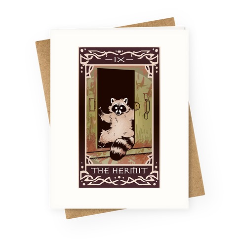 The Hermit Raccoon Tarot Card Greeting Card
