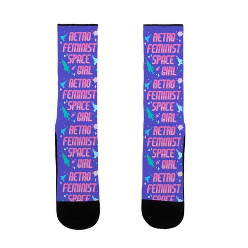 Retro Feminist Space Girl Sock