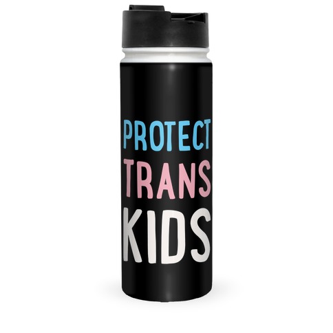 Protect Trans Kids White Print Travel Mug