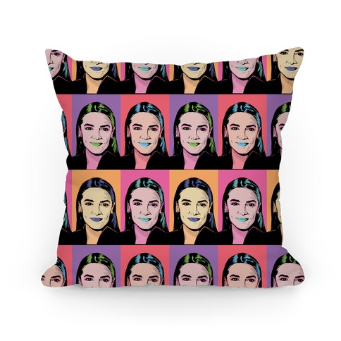 Alexandria Ocasio-Cortez Pop Art Parody Pillow