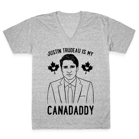 Justin Trudeau Is My Canadaddy Parody V-Neck Tee Shirt