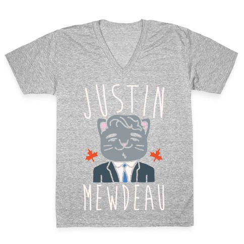 Justin Mewdeau White Print V-Neck Tee Shirt