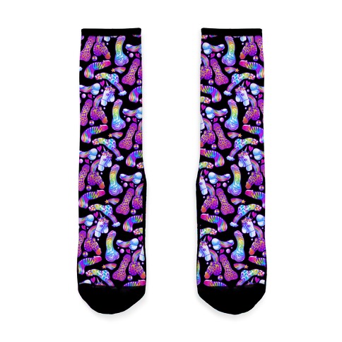 90s Neon Rainbow Penis Pattern Black Sock