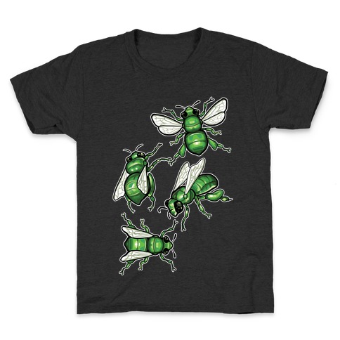 Green Orchid Bee Pattern (Flowerless) Kids T-Shirt