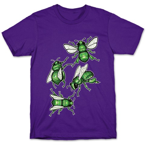 Green Orchid Bee Pattern (Flowerless) T-Shirt