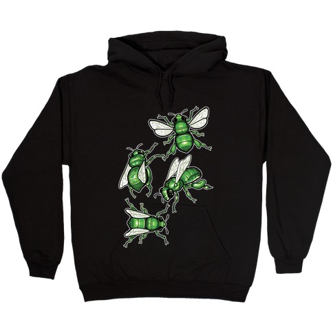 Green Orchid Bee Pattern (Flowerless) Hooded Sweatshirt