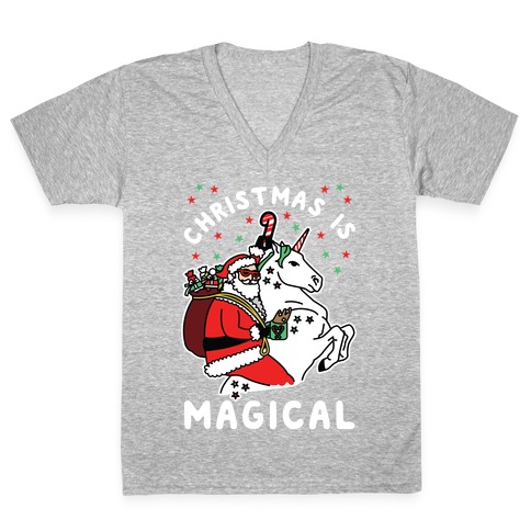 Christmas Is Magical White V-Neck Tee Shirt