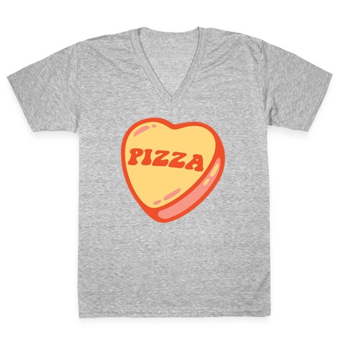 Pizza Candy Heart V-Neck Tee Shirt