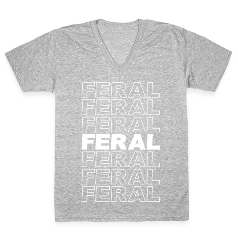 Feral Thank You Bag Parody V-Neck Tee Shirt