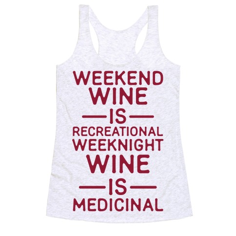 Weekend Wine is Recreational Weeknight Wine is Medicinal Racerback Tank Top