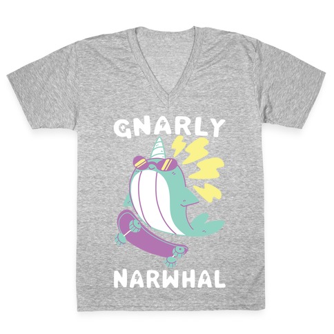 Gnarly Narwhal V-Neck Tee Shirt