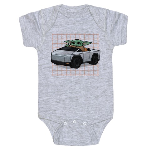 Baby Yoda In A Cyber Truck Baby One Piece Lookhuman