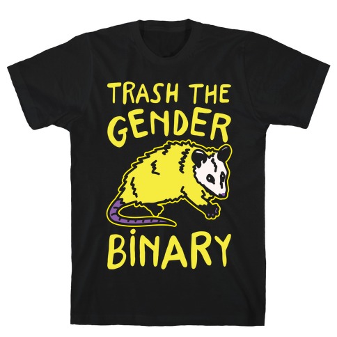Trash The Gender Binary Possum White Print T-Shirt
