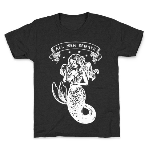 All Men Beware Vintage Mermaid Kids T-Shirt