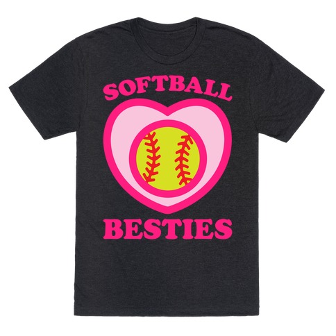 Softball Besties White Print T-Shirt
