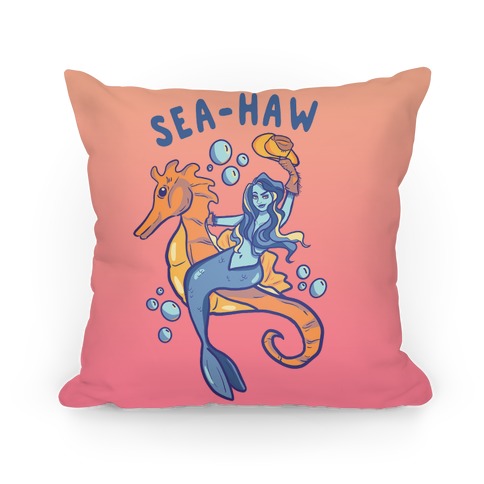 Sea-Haw Cowgirl Mermaid Pillow